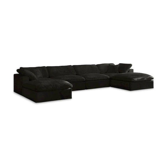 Meridian Furniture Cozy Black Velvet Modular Sectional