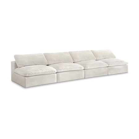 Meridian Furniture Cozy Cream Velvet Modular 4 Piece Armless Sofa