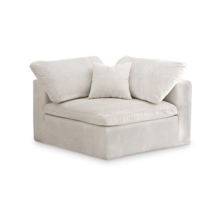 Meridian Furniture Cozy Cream Velvet Modular Corner Chair