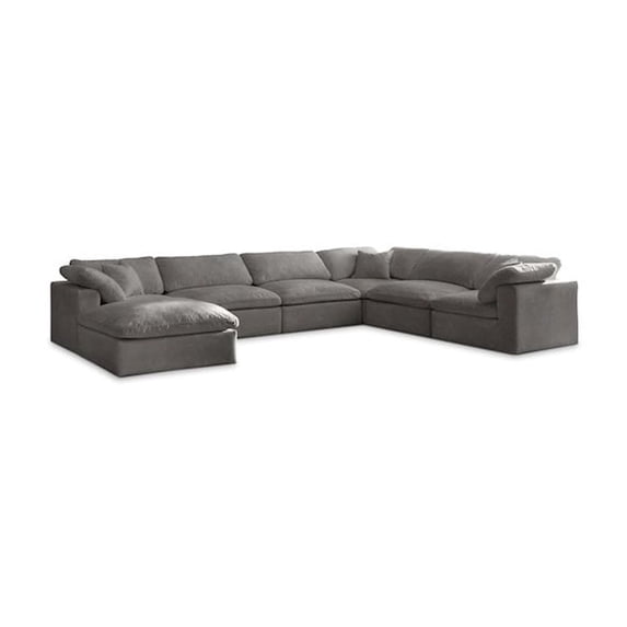 Meridian Furniture Cozy Gray Velvet Modular Sectional
