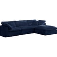 thumbnail image 1 of Meridian Furniture Cozy Navy Velvet Overstuffed Modular Sectional, 1 of 13