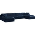 thumbnail image 1 of Meridian Furniture Cozy Navy Velvet Overstuffed Modular Sectional, 1 of 8
