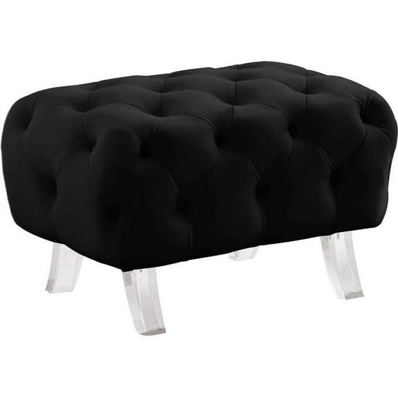Meridian Furniture Crescent Black Velvet Ottoman