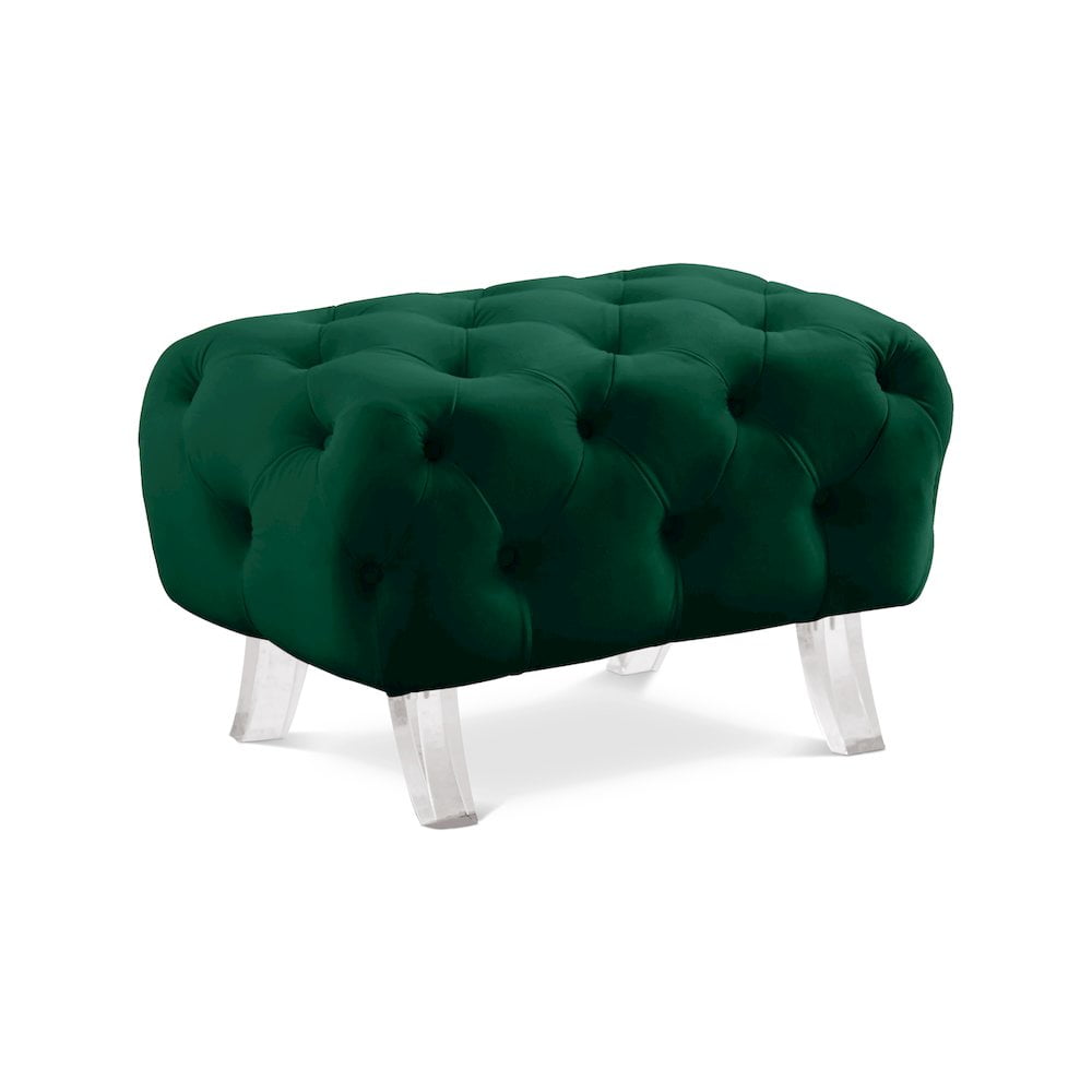 Meridian Furniture Crescent Green Velvet Ottoman