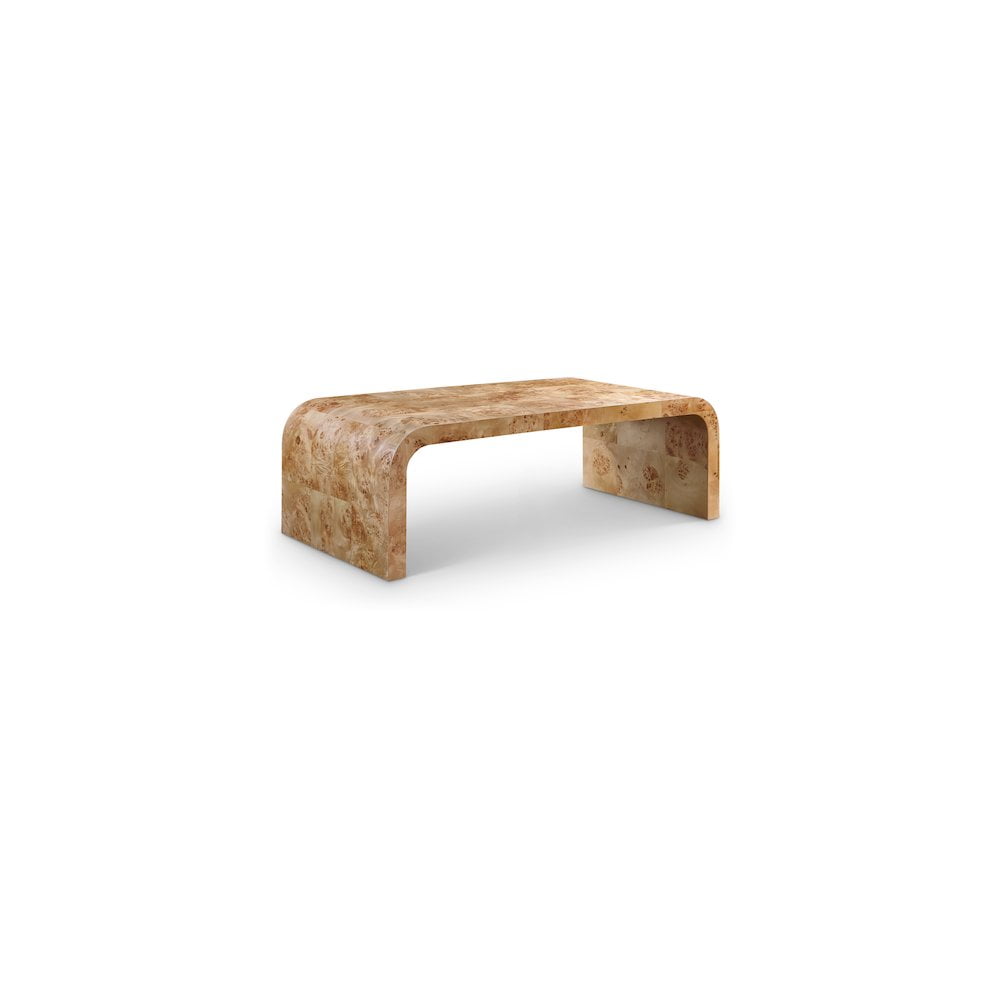 Cresthill Elegant Burl Wood Rectangular Coffee Table in Natural Ash