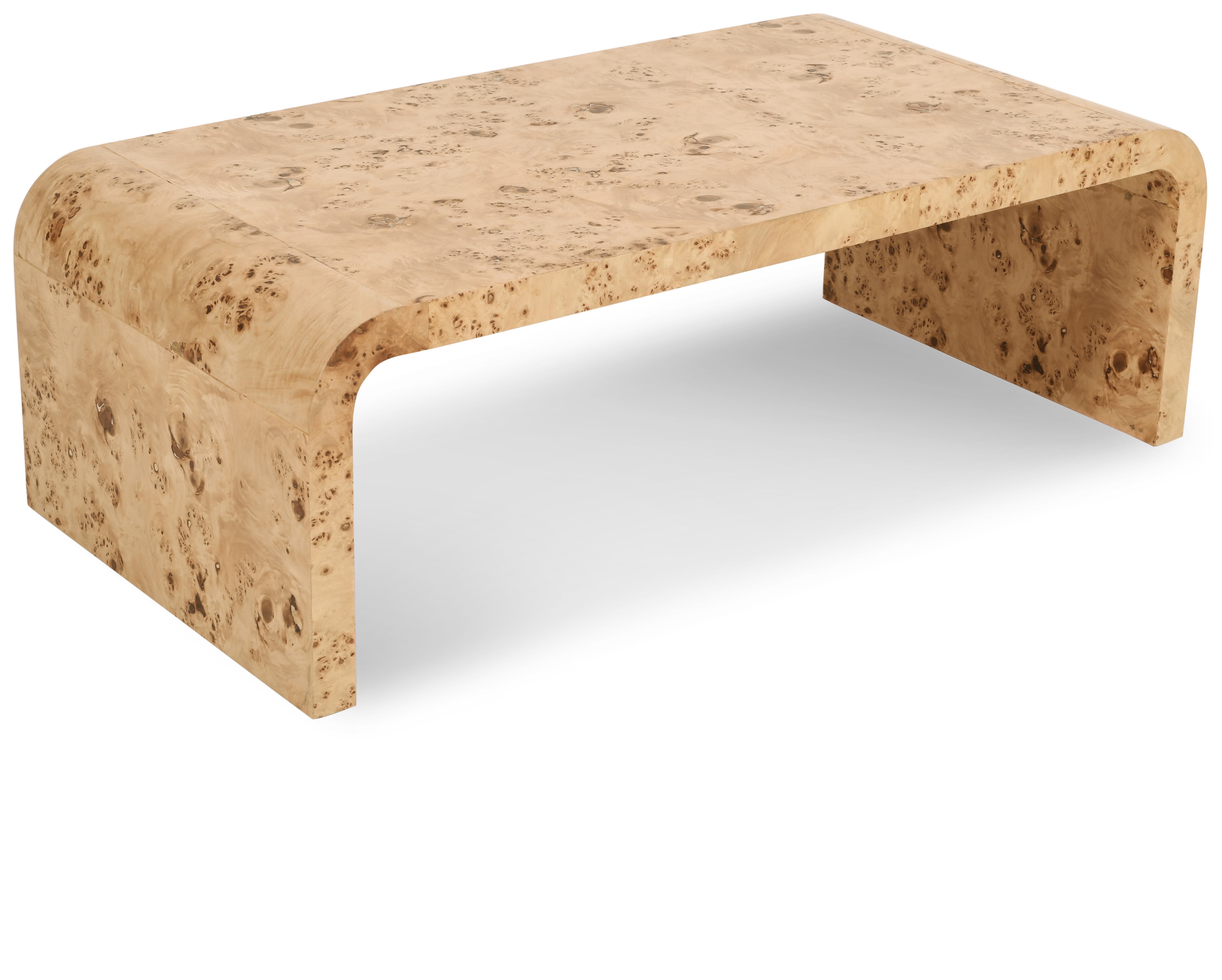 Cresthill Elegant Burl Wood Rectangular Coffee Table in Natural Ash
