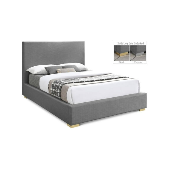 Meridian Furniture Crosby Grey Linen Textured Fabric King Bed