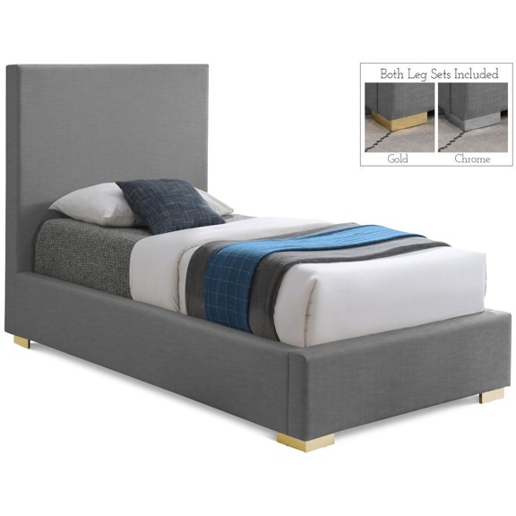 Meridian Furniture Crosby Grey Linen Textured Fabric Twin Bed
