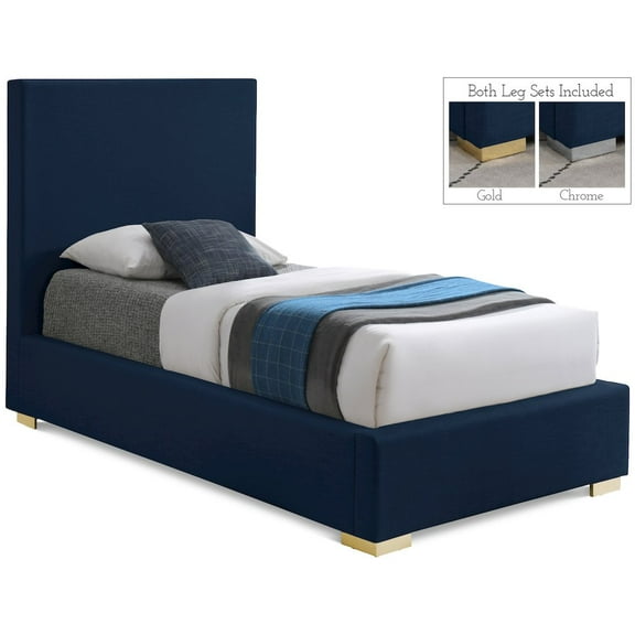 Meridian Furniture Crosby Navy Linen Textured Fabric Twin Bed
