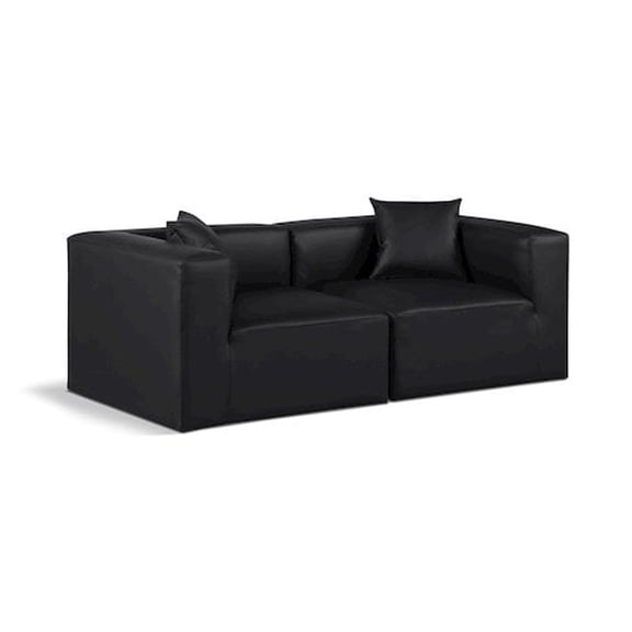 Meridian Furniture Cube Black Vegan Leather 2-Pc. Modular Sofa