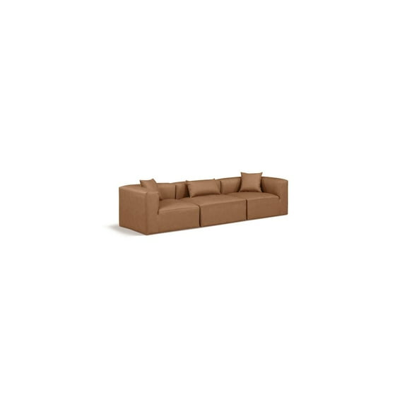 Meridian Furniture Cube Brown Vegan Leather 3-Pc. Modular Sofa