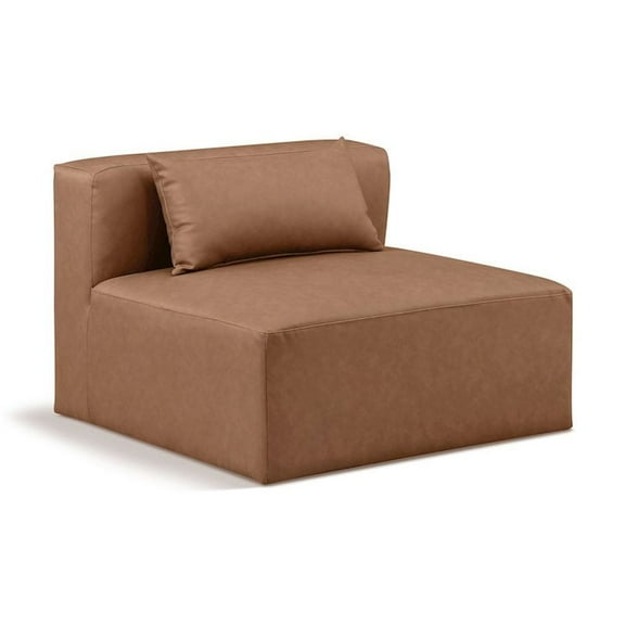 Meridian Furniture Cube Brown Vegan Leather Armless Chair