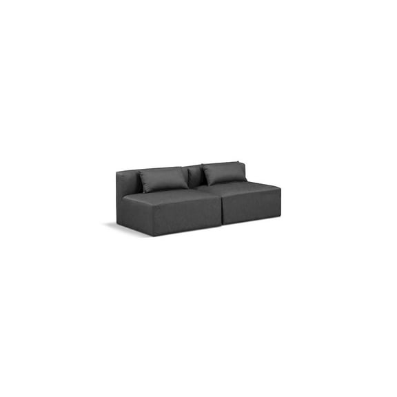 Meridian Furniture Cube Charcoal Grey Vegan Leather 2-Pc. Modular Sofa