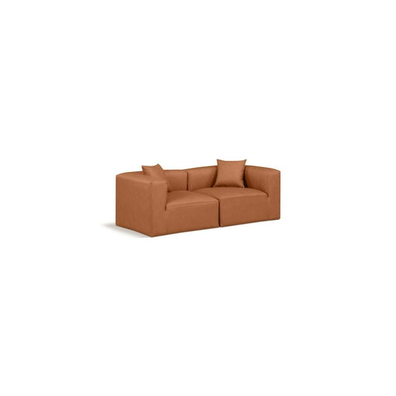 Meridian Furniture Cube Cognac Vegan Leather 2-Pc. Modular Sofa