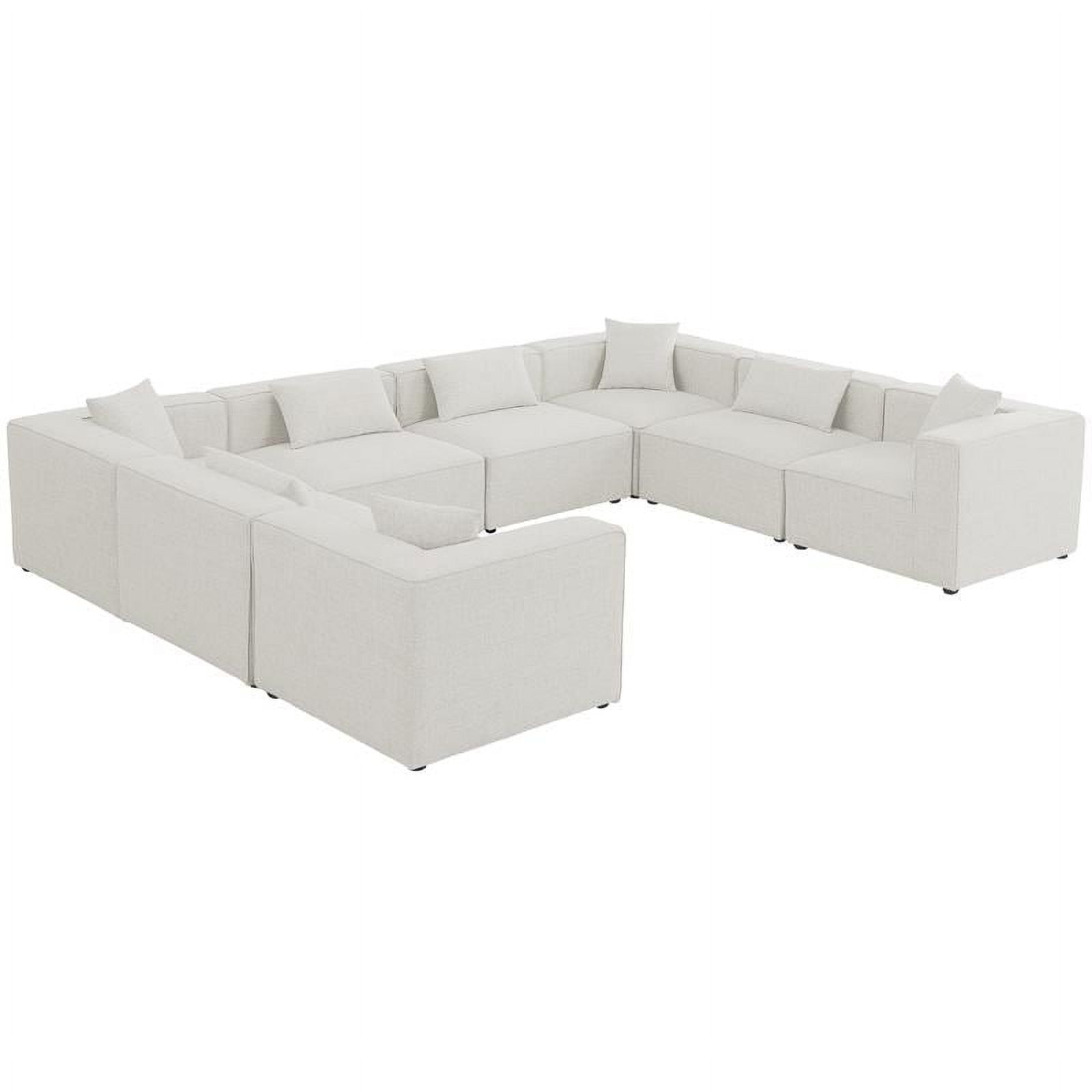 Elegant Cream Linen 8-Piece Modular Sectional Sofa