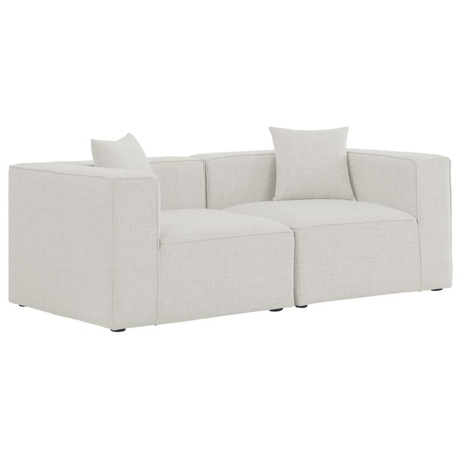 Elegant Cube 72'' Beige Linen Upholstered Loveseat