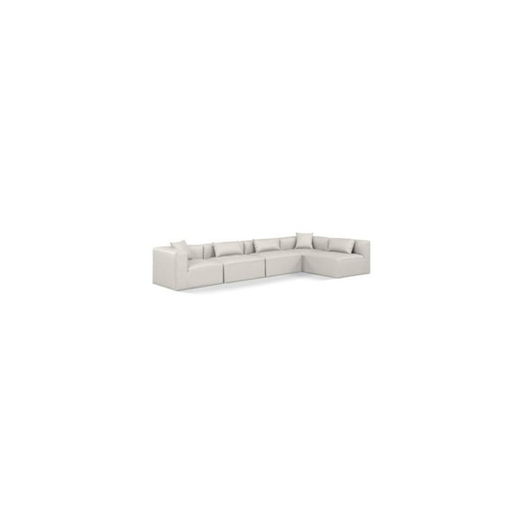 Meridian Furniture Cube Cream Vegan Leather 5-Pc. L-Shaped Modular Sectional