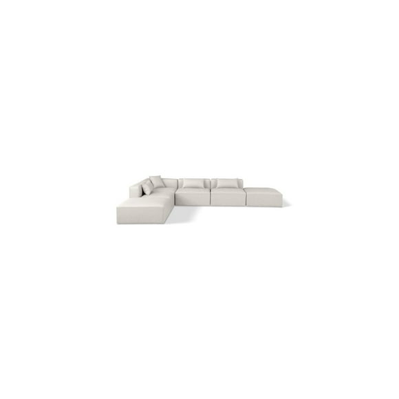 Meridian Furniture Cube Cream Vegan Leather 6-Pc. L-Shaped Modular Sectional