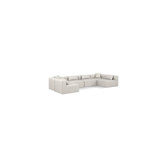 Meridian Furniture Cube Cream Vegan Leather 6-Pc. U-Shaped Modular Sectional