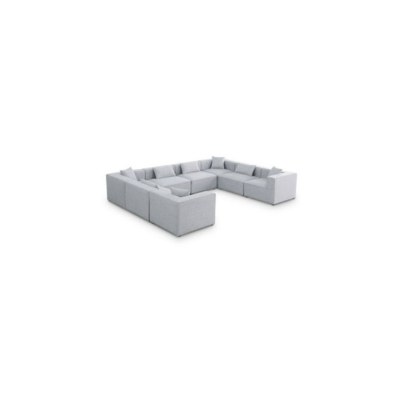 Meridian Furniture Cube Grey Durable Linen Modular Sectional