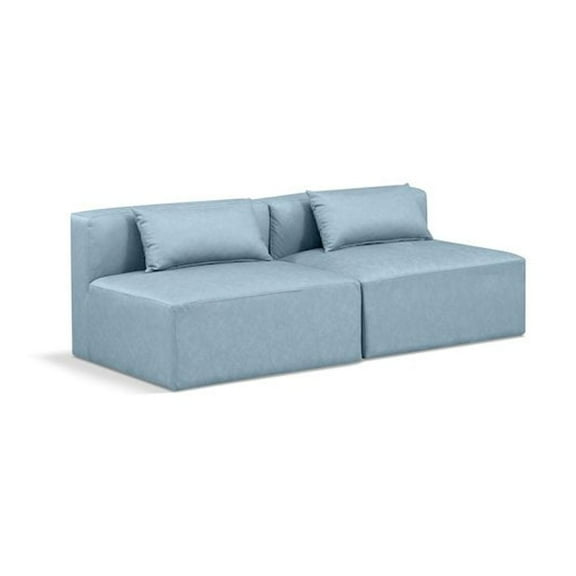 Meridian Furniture Cube Light Blue Vegan Leather 2-Pc. Modular Sofa
