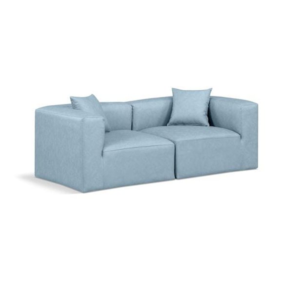 Meridian Furniture Cube Light Blue Vegan Leather 2-Pc. Modular Sofa