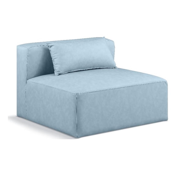 Meridian Furniture Cube Light Blue Vegan Leather Armless Chair