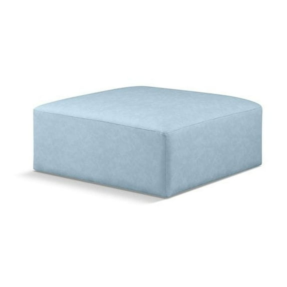 Meridian Furniture Cube Light Blue Vegan Leather Ottoman