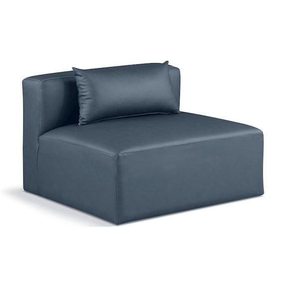 Meridian Furniture Cube Navy Blue Vegan Leather Armless Chair