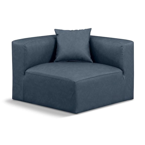 Meridian Furniture Cube Navy Blue Vegan Leather Corner Chair