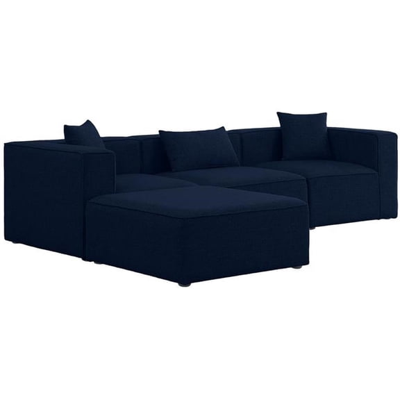 Meridian Furniture Cube Navy Durable Linen Modular Sectional