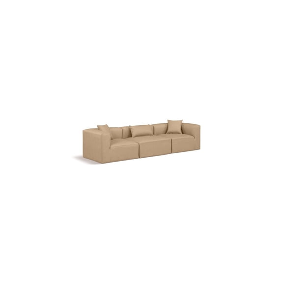 Meridian Furniture Cube Tan Vegan Leather 3-Pc. Modular Sofa