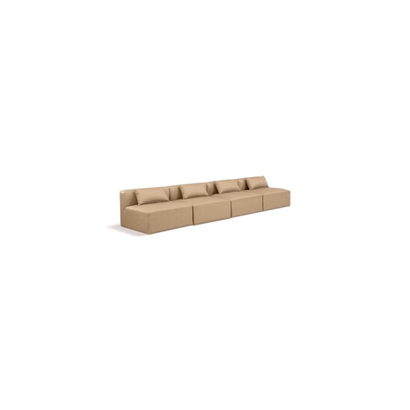 Meridian Furniture Cube Tan Vegan Leather 4-Pc. Modular Sofa