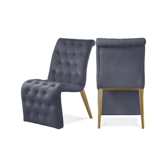 Meridian Furniture Curve Gray Velvet Dining Chair (Set of 2)