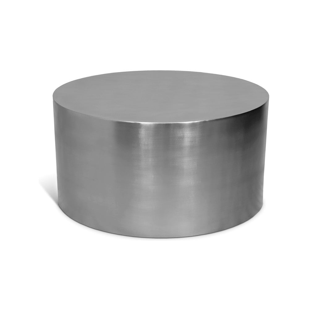 Round Brushed Chrome Metal Industrial Cocktail Table
