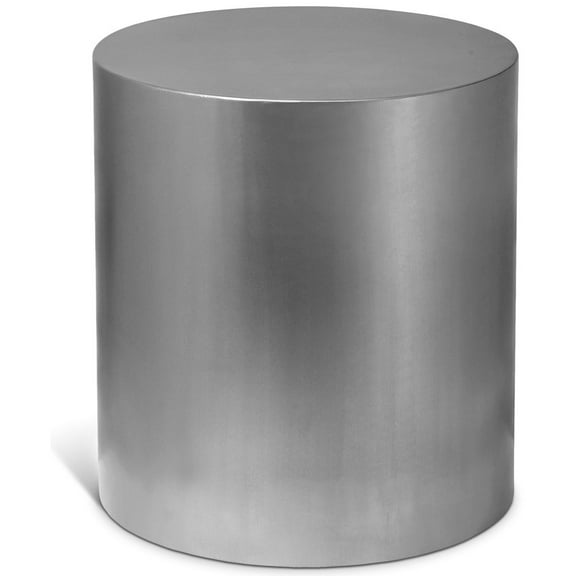 Meridian Furniture Cylinder Round Brushed Chrome Metal End Table