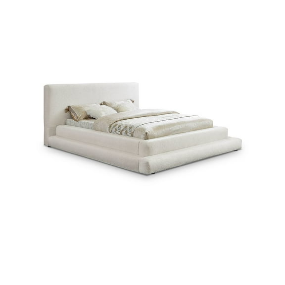 Meridian Furniture Dane Cream Teddy Fabric Full Bed