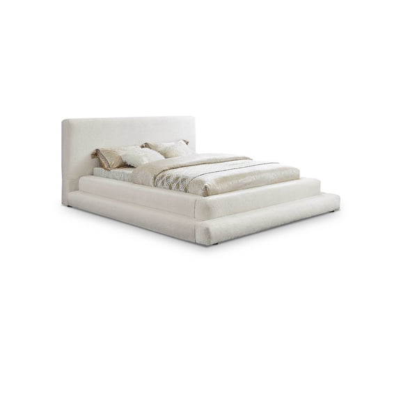 Meridian Furniture Dane Cream Teddy Fabric King Bed