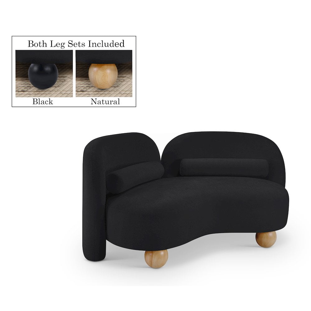 Meridian Furniture Daphne Black Chenille Fabric Loveseat