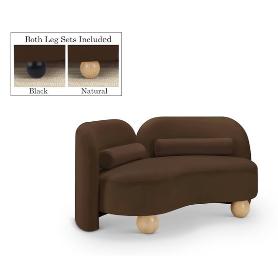 Meridian Furniture Daphne Brown Velvet Loveseat