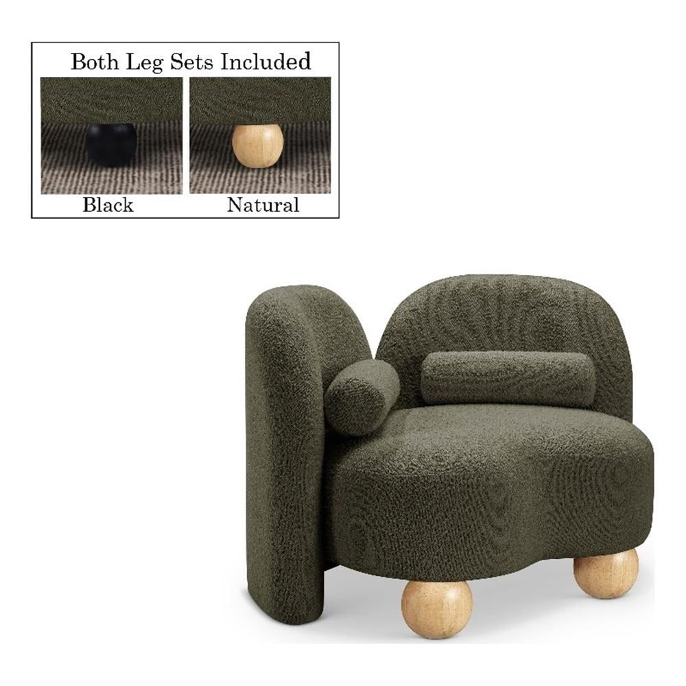 Meridian Furniture Daphne Olive Boucle Fabric Chair - Walmart.com