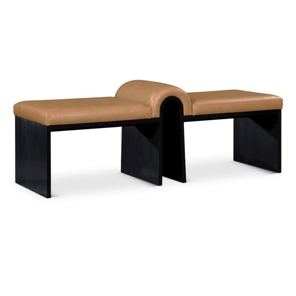 Meridian Furniture Delphine Cognac Vegan Leather Upholstered Bench