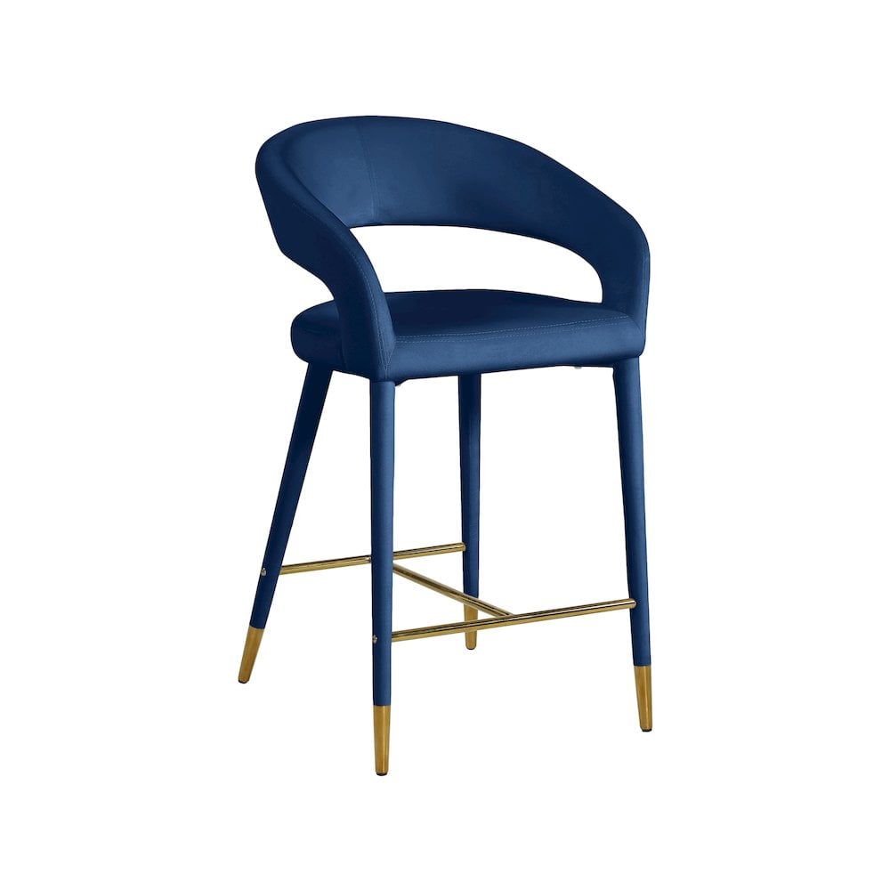 Navy Velvet and Gold Tipped Counter Stool