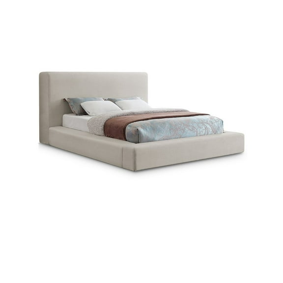 Meridian Furniture Devin Beige Linen Textured Fabric King Bed
