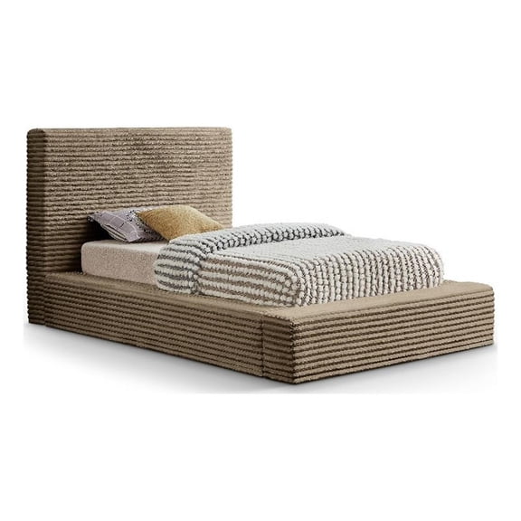 Meridian Furniture Dexter Taupe Corduroy Twin Bed