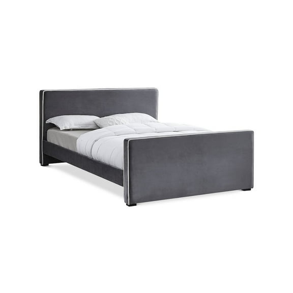 Meridian Furniture Dillard Grey Velvet Full Bed