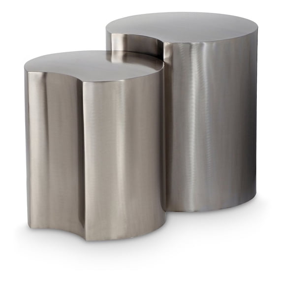 Meridian Furniture Dimple 2 Piece Silver Iron Metal End Table