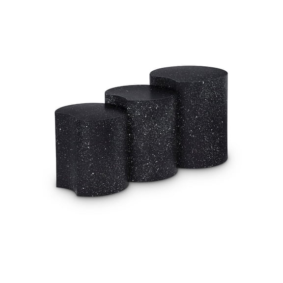 Meridian Furniture Dimple 3 Piece Black Terrazzo Pattern Iron Metal End Table