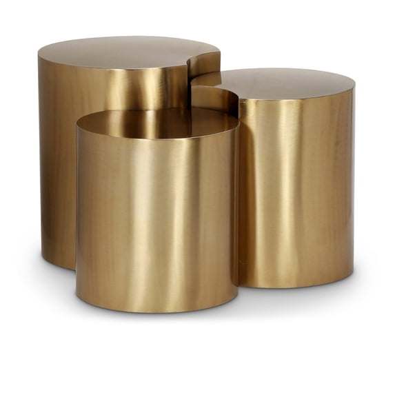 Meridian Furniture Dimple 3 Piece Gold Iron Metal End Table