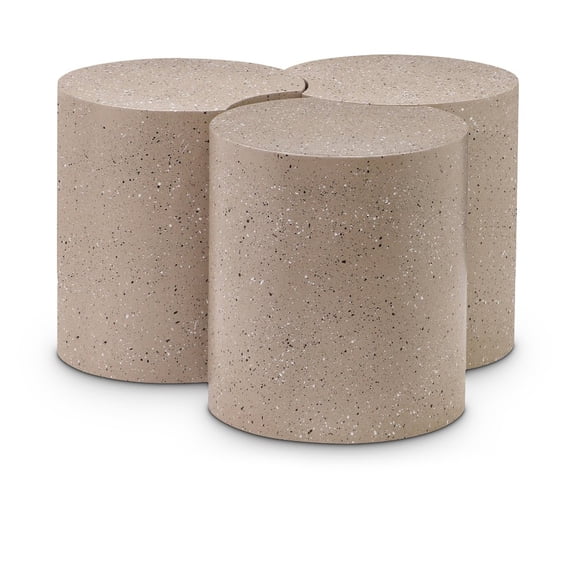 Meridian Furniture Dimple 3 Piece Taupe Terrazzo Pattern Iron Metal Coffee Table